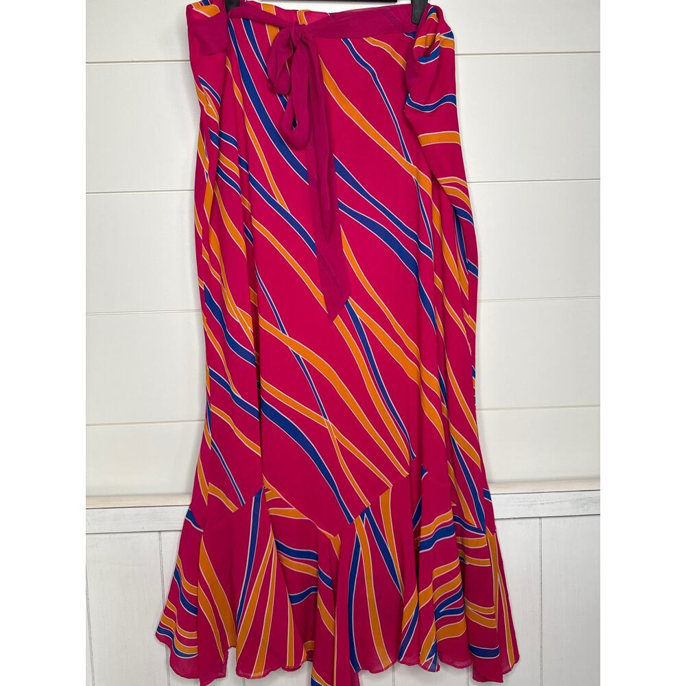 ❤ Scarlet" Chiffon Lined Skirt with Ruffled Hem and Sheer Tie Belt SZ 24 - NWOT